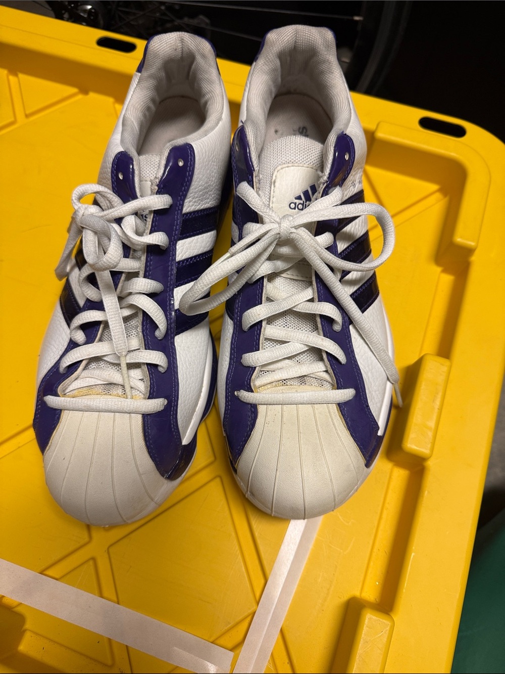 Adidas Men's White and Purple Lace-Up Sneakers